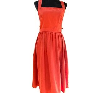 Cinnamon Red Women's Pinafore Dress with Cross Back Straps